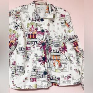 Coldwater creek white pink orange blazer jacket size XL